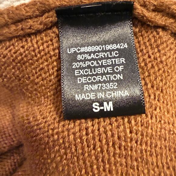 Reindeer Holiday Sweater Poncho Women Medium Ugly Xmas Antler Hood Sequin Bow - Picture 7 of 9